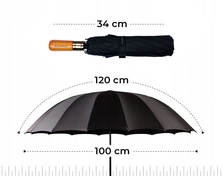 WEISNER | PARASOLKA PARASOL DAMSKA MESKI SKLADANA PRZECIWDESZCZOWY