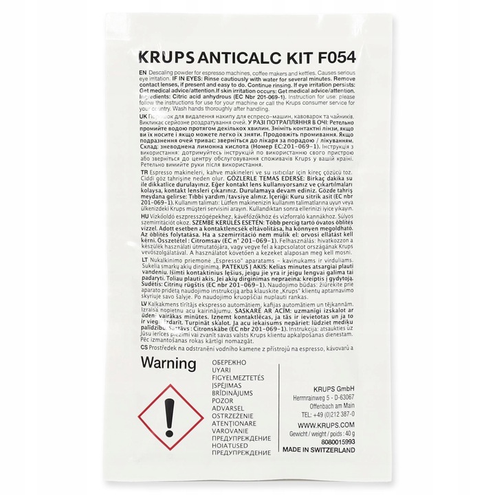 ODKAMIENIACZ ekspresów KRUPS F054 AntiCALC KIT