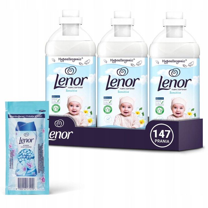 Zestaw 3x Lenor Sensitive Hipoalergiczny płyn do płukania tkanin 147