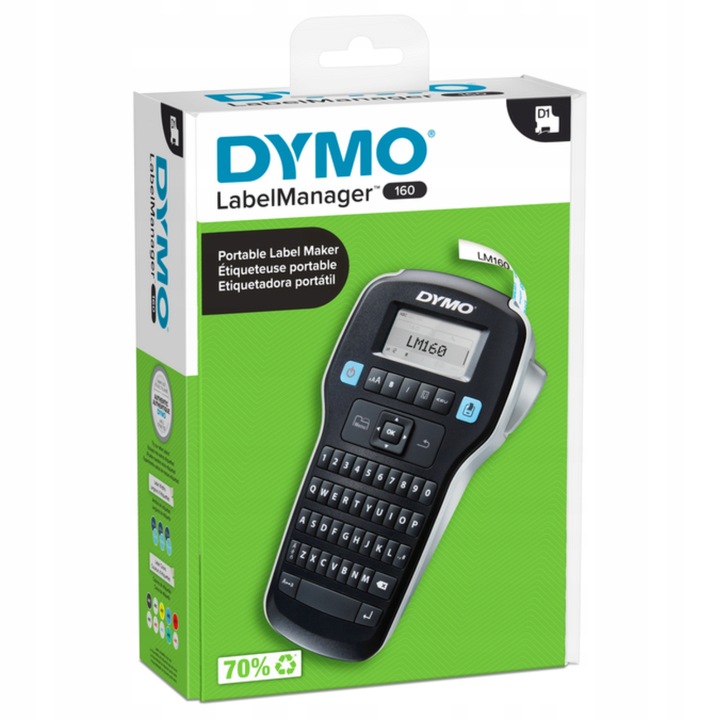 Drukarka etykiet DYMO LabelManager 160 LM160 + 5 taśm D1 45013 biała 12mm