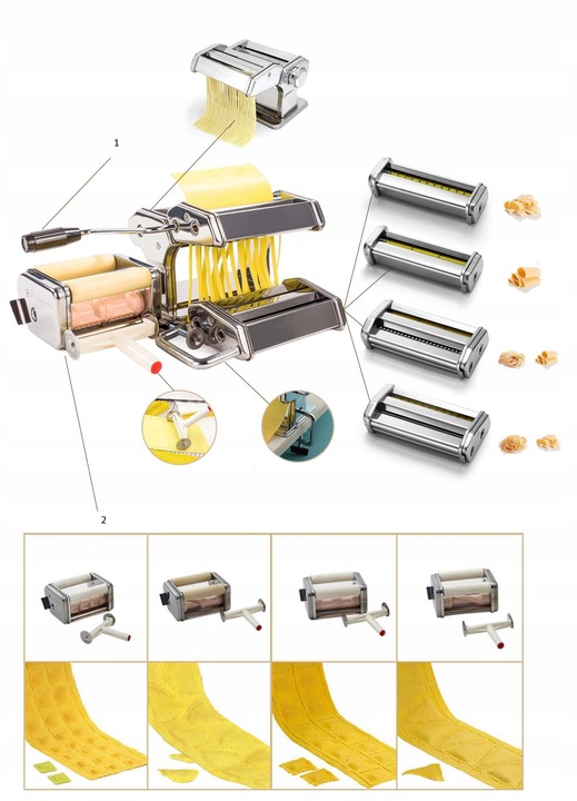 Maszynka Ręczna Do Makaronu RAVIOLI Ciasta Stal NIERDZEWNA 7w1 Zestaw