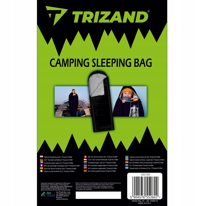 Śpiwór Turystyczny z Kapturem Ciepły Mumia Kołdra 2w1 Lekki + Pokrowiec XXL
