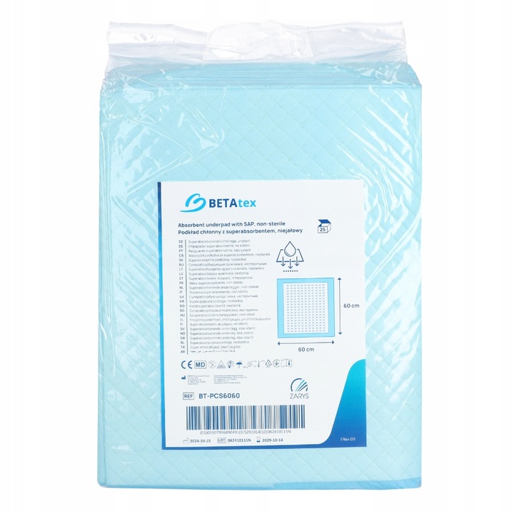 Podkłady chłonne PREMIUM SAP 60x60 higieniczne BETAtex+ by ZARYS 100