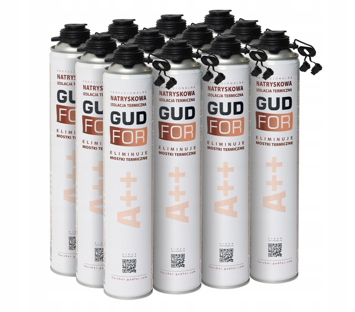Pianka PUR do ociepleń izolacji, 2 dysze do natryskiwania 850ml GUDFOR A++