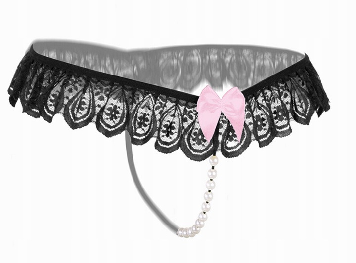 Koronkowe Stringi Perełkami Bielizna Noc Poślubna