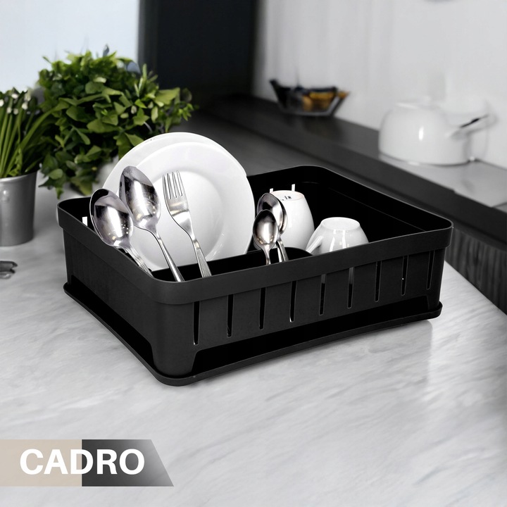 SUSZARKA DO NACZYŃ stojąca ociekacz naczynia talerze sztućce czarna