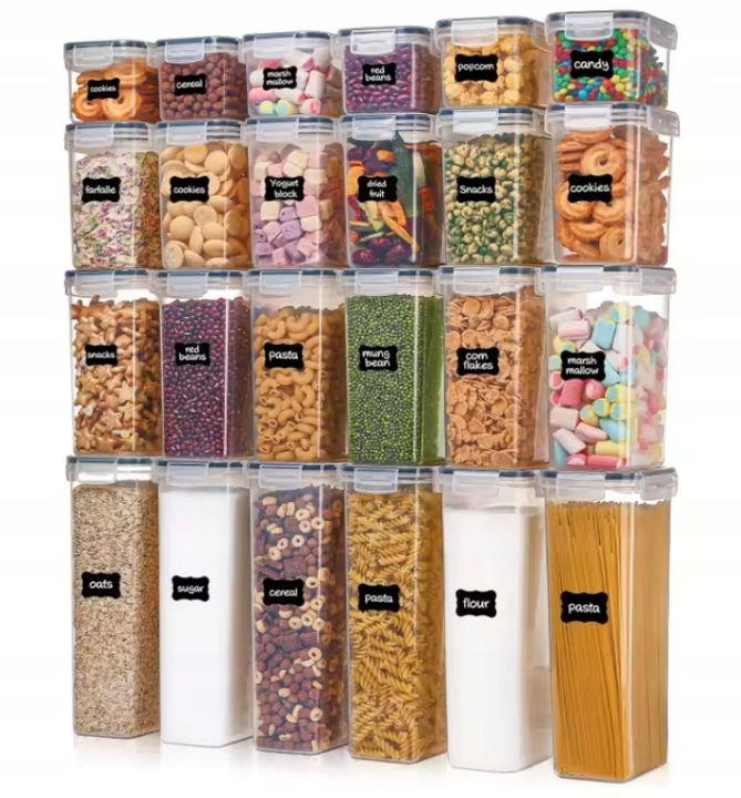Pojemniki na Żywność zestaw 24 SZT pojemnik 2L 1,4L 0,8L + MIARKI