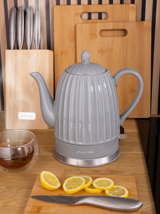 CZAJNIK ELEKTRYCZNY BEZPRZEWODOWY CERAMICZNY KAMILLE 1500 W 1,5 L