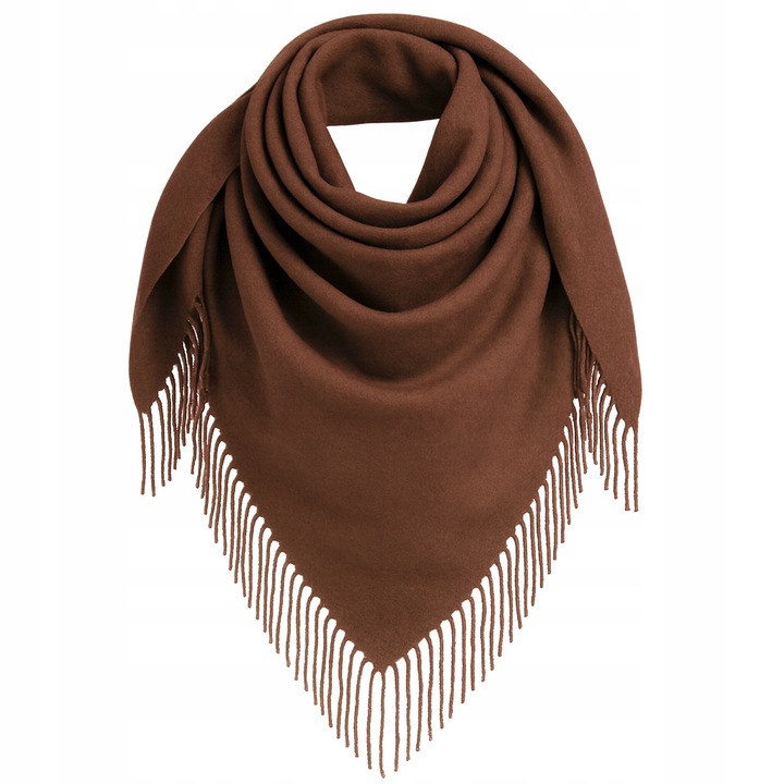 Chusta damska szal zimowa jesienna szalik brązowa GŁADKA BRĄZ
