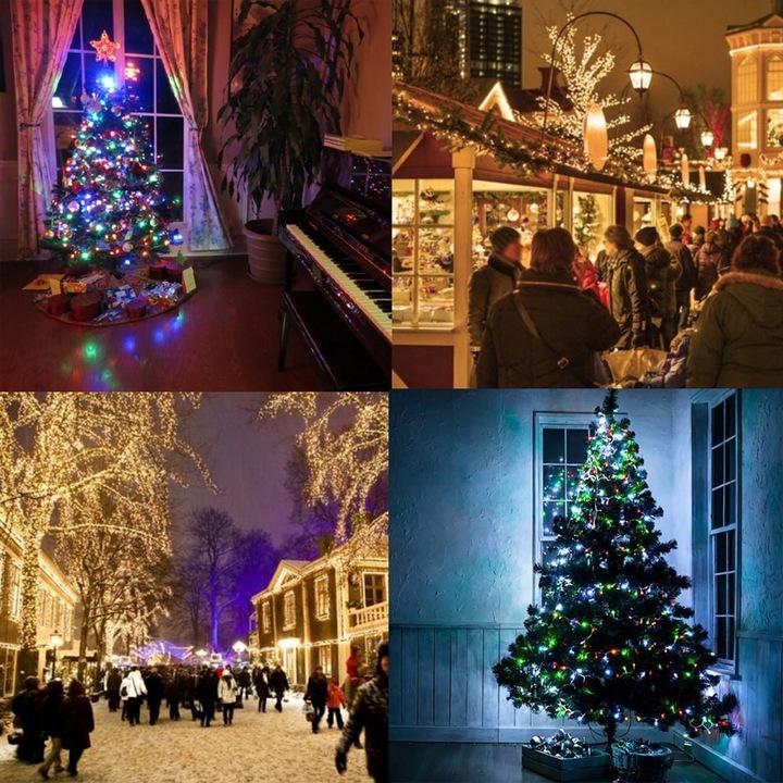 DŁUGIE LAMPKI CHOINKOWE 500LED ZEW/WEW OZDOBY ŚWIĄTECZNE ŁĄCZNIK MULTIKOLOR