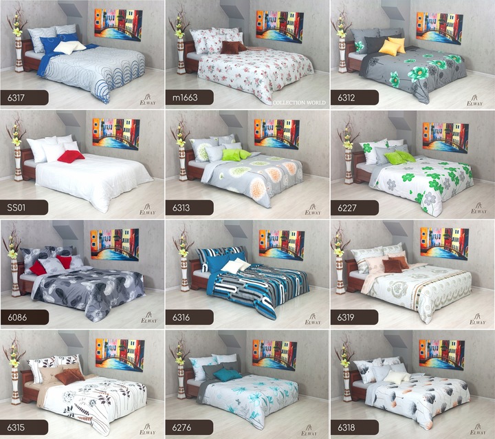 Pościel ELWAY 200x220 Bawełna Satynowa NOWE WZORY miękka dwustronna