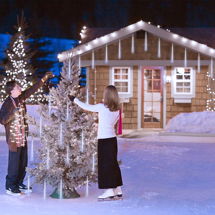 METEORY 50 CM LAMPKI PADAJĄCY ŚNIEG OŚWIETLENIE ŚWIĄTECZNE IP44 SOPLE LED