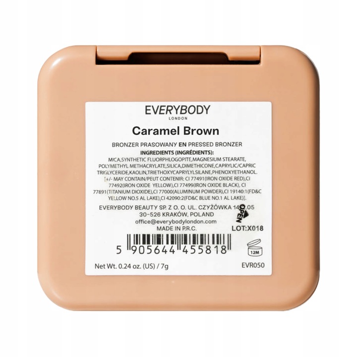 EVERYBODY LONDON Prasowany bronzer, lusterko, Caramel Brown