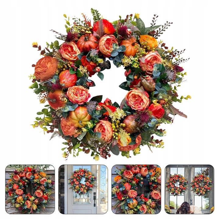Wieniec na Święto Dziękczynienia Jesienny wieniec na drzwi Trwały
