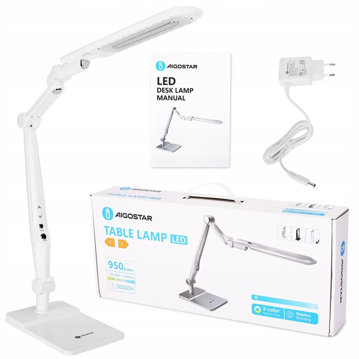 Lampka biurkowa Aigostar biały moc do 9 W