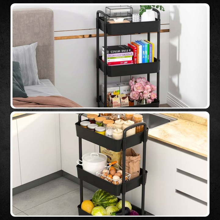 Wózek kuchenny STOLIK NA KÓŁKACH WÓZEK 3 POZIOMOWY BLOKADA KÓŁEK