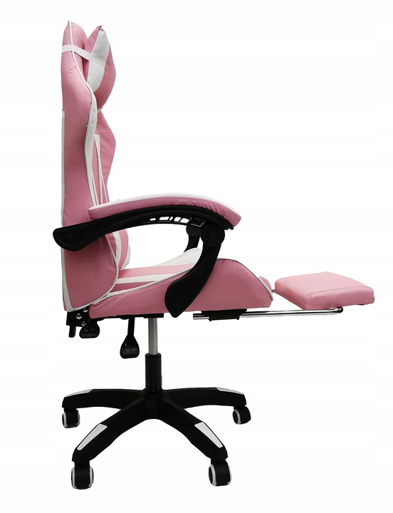 FOTEL GAMINGOWY GRACZA BIUROWY KOMPUTEROWY MASAŻ PODNÓŻEK KG104 RÓŻOWY