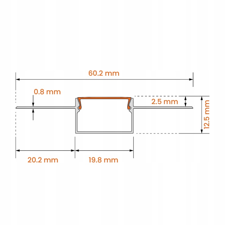 Profil LED aluminiowy do płyt GK gipsowych wpuszczany 2m regips