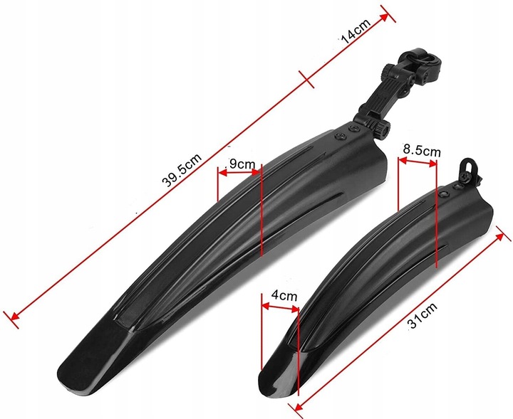 BŁOTNIKI ROWEROWE ROWER ZESTAW KOMPLET PRZÓD TYŁ 2 SZT MTB 24-26 CZARNY