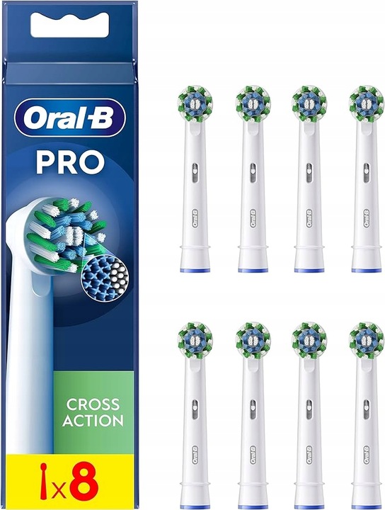 8 X KOŃCÓWKI BRAUN ORAL-B CROSS ACTION DO SZCZOTECZKI ELEKTRYCZNEJ ORYGINAŁ