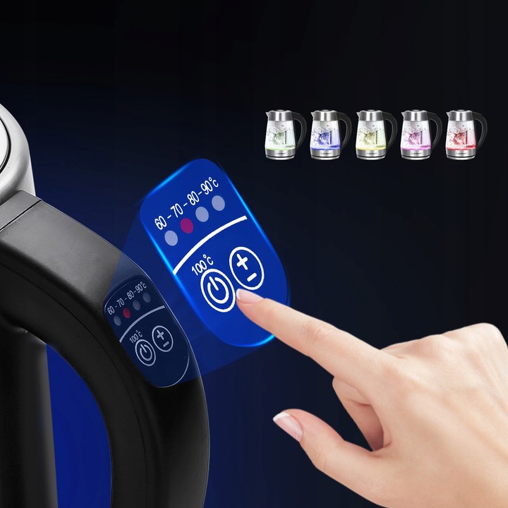 Czajnik Elektryczny Szklany z Regulacja Temperatury 1,7L 2200 W