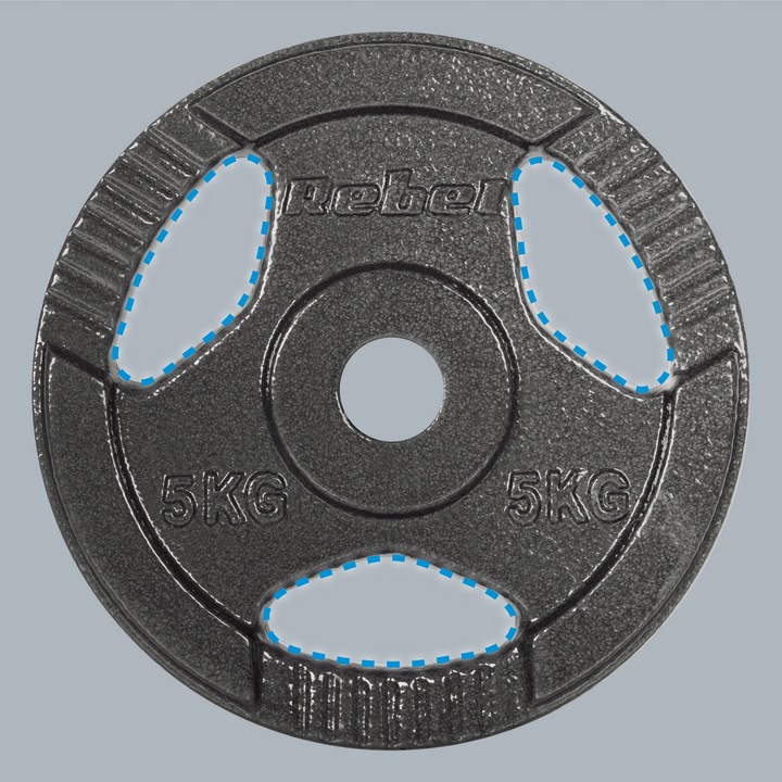 Obciążenie żeliwne zestaw 4x5kg 20kg otwór 31mm talerz z uchwytami REBEL