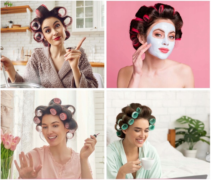 ZESTAW WAŁKI DO WŁOSÓW NA RZEPY DUŻO WAŁKÓW - 34 ELEMENTY