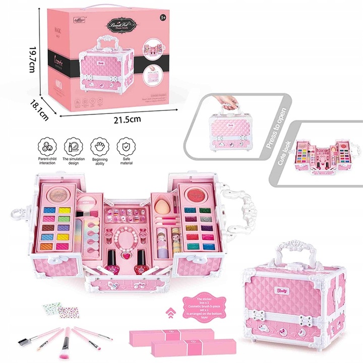 DUŻY ZESTAW KOSMETYKÓW DO MAKIJAŻU I PAZNOKCI MAKEUP DLA DZIECI PREZENT