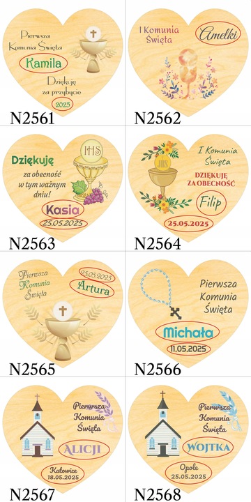 Podziękowania dla gości KOMUNIA na CHRZEST I ROCZEK URODZINY magnes 10