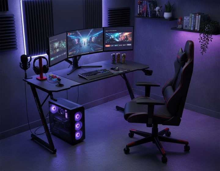 BIURKO DLA GRACZY GAMINGOWE KOMPUTEROWE SZKOLNE REGULOWANE 140 cm