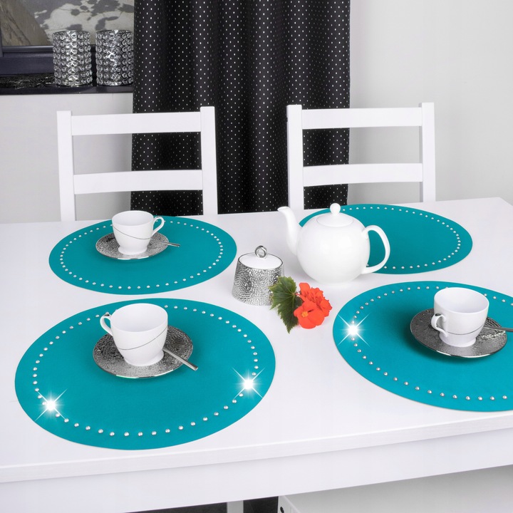 Podkładka dekoracyjna GLAMOUR koło 40 cm czarna srebro