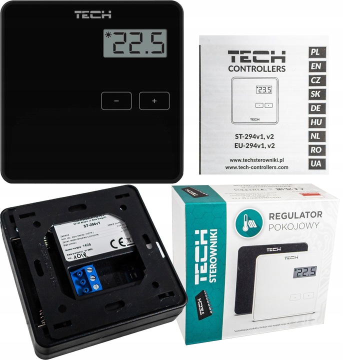 STEROWNIK REGULATOR POKOJOWY PRZEWODOWY NATYNKOWY ST-294 v1 CZARNY TECH