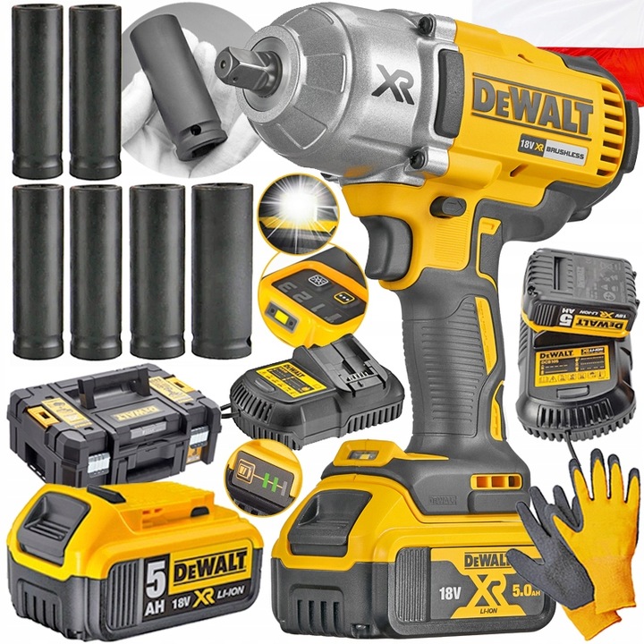 DEWALT UDAROWY KLUCZ AKUMULATOROWY DO KÓŁ DCF900 18V 5Ah 1355Nm +