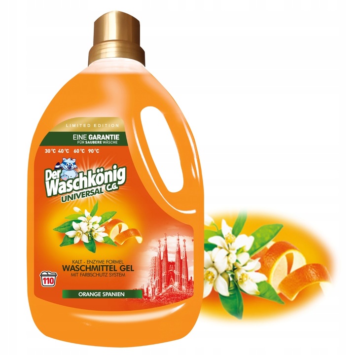 Waschkonig Uniwersalny Żel do Prania Pomarańczowa Hiszpania 3,305l 110 prań