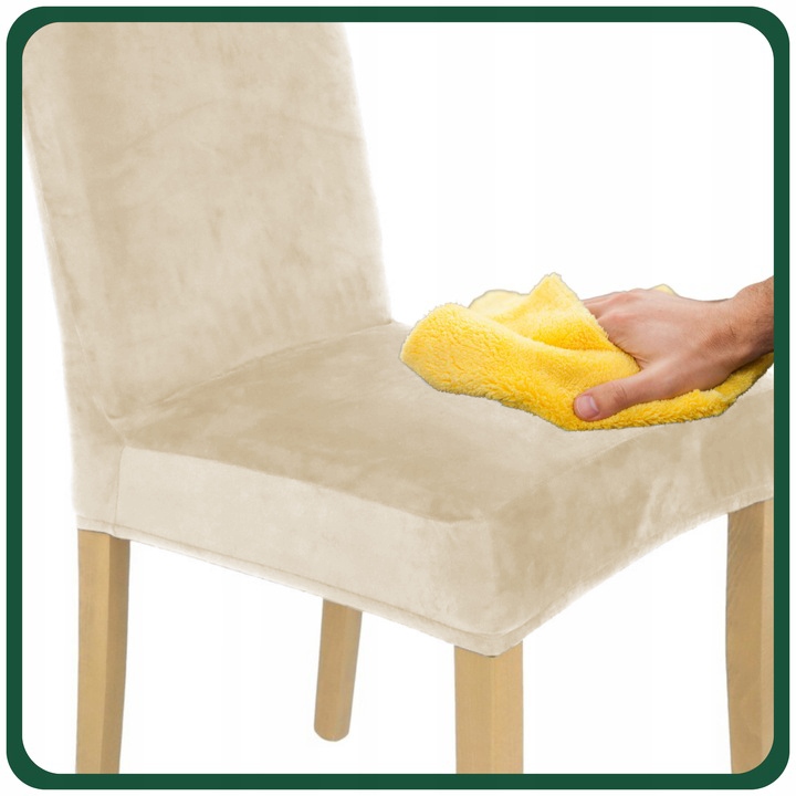6 SZT POKROWIEC NA KRZESŁO Beż Kaszmirowy WELUR Elastyczny Gruby Pokrowce