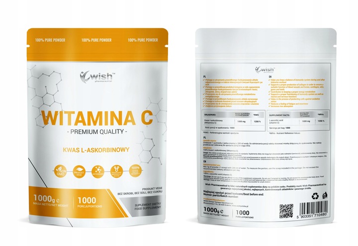 WITAMINA C W PROSZKU 100% KWAS L-ASKORBINOWY 1Kg
