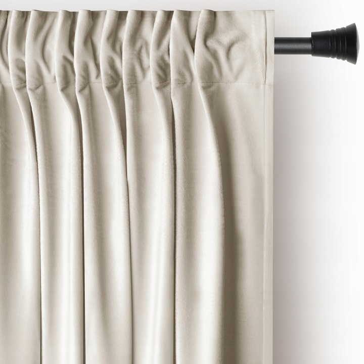 RESTILO Zasłona welurowa plus szarfa upi taśma wave multi 140x270 Jasny Beż