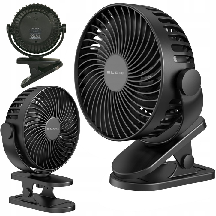 WENTYLATOR BIURKOWY WIATRAK PRZENOŚNY USB KLIPS AKUMULATOR 2400mAh 4