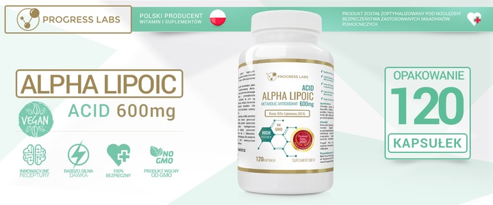 KWAS ALFA LIPONOWY ALA 600mg 120kapsułek MEGA DAWK