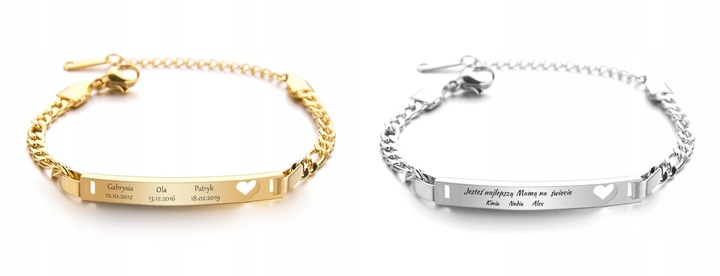 BRANSOLETKA z GRAWEREM imiona DZIECI pary kolory