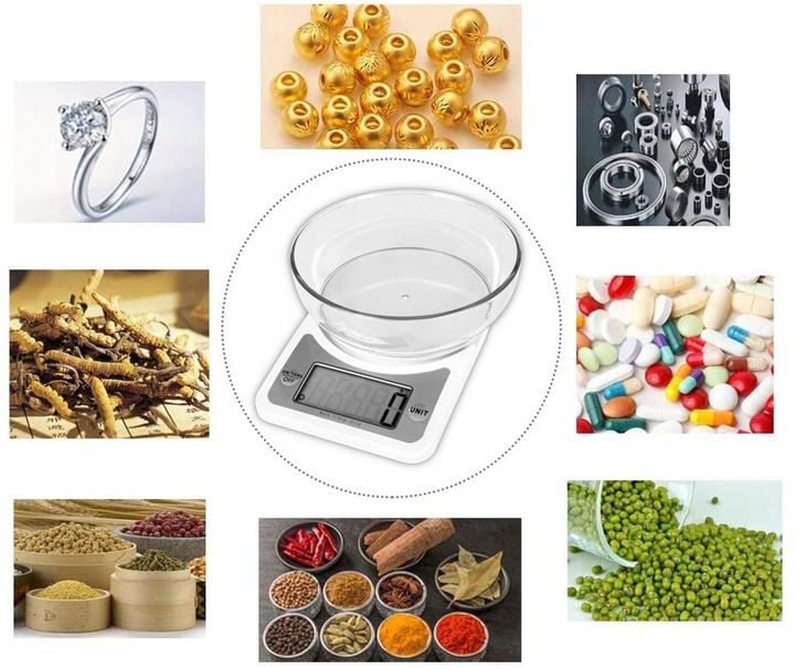 WAGA KUCHENNA ELEKTRONICZNA PRECYZYJNA Z MISĄ LCD ZESTAW 1G / 5KG