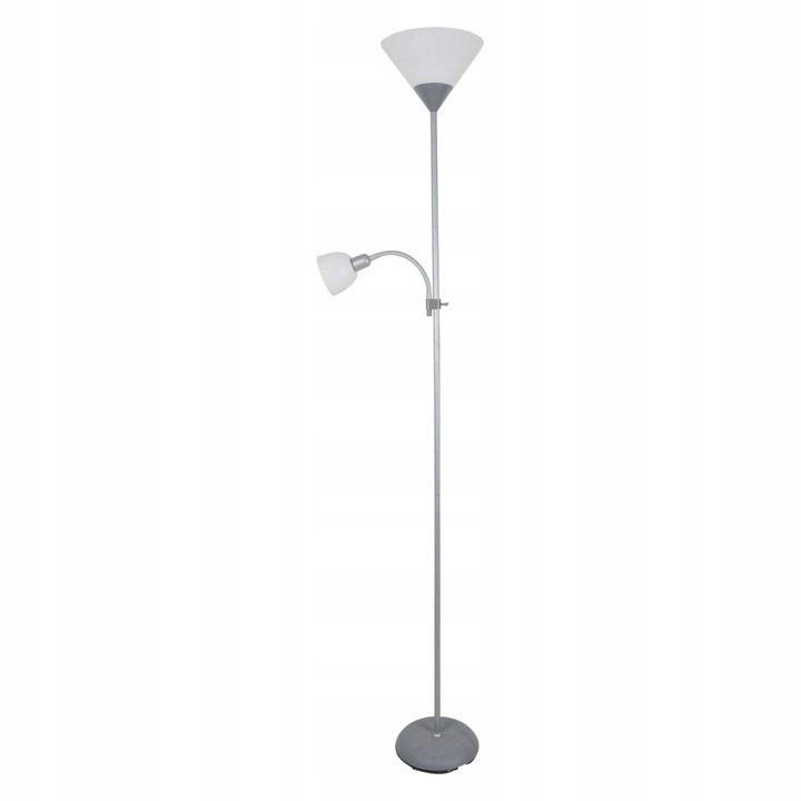 LAMPA podłogowa stojąca E27 + E14 60W szara