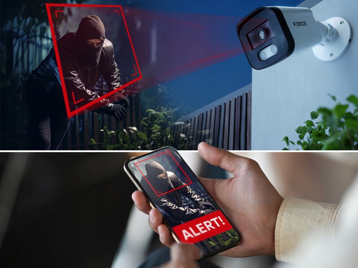 FORCE Zestaw monitoringu 4x Kamera AHD 8MPx 4K, PODGLĄD ONLINE