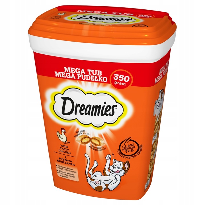 DREAMIES Mega Pudełko 350 g-karma dla dorosłych kotów, z kurczakiem