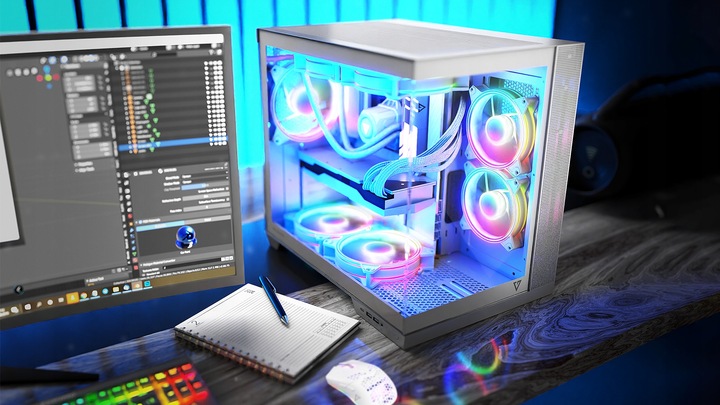 Gamingowa obudowa MODECOM VOLCANO PANORAMA APEX ARGB 3F MIDI biała, 3×went.