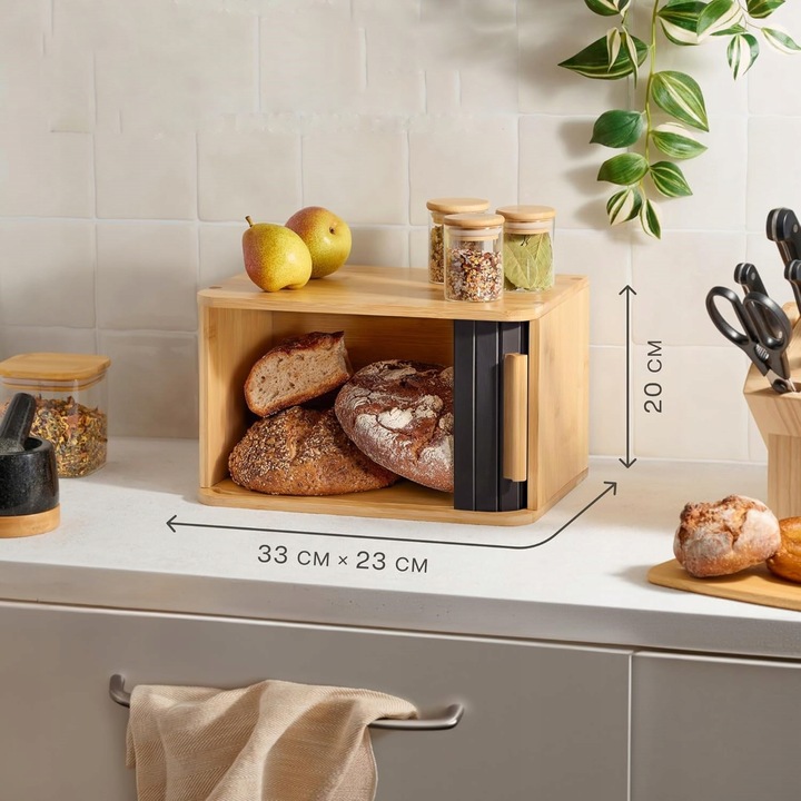 Chlebak Drewno Bambusowy Pojemnik Na Chleb 33x23cm zamykany