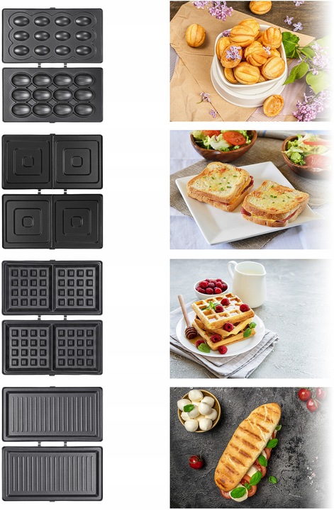 OPIEKACZ UNIWERSALNY 4w1 ORZESZKI TOSTY SANDWICH GOFRY GRILL MOCNY