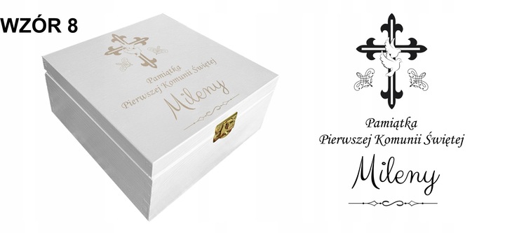 Prezent pudełko komunia białe grawer pamiątka imię Pamiątka Komunijna