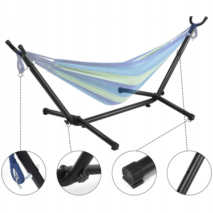 HAMAK OGRODOWY ze stelażem dwuosobowy brazylijski DUŻY RED GARDEN ZESTAW