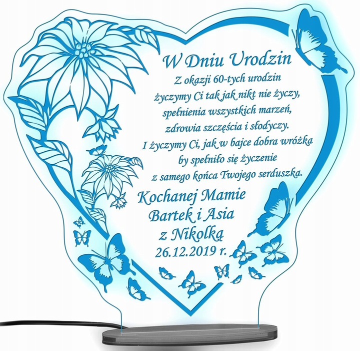 18 50 60 70 80 90 URODZINY STATUETKA PREZENT LED